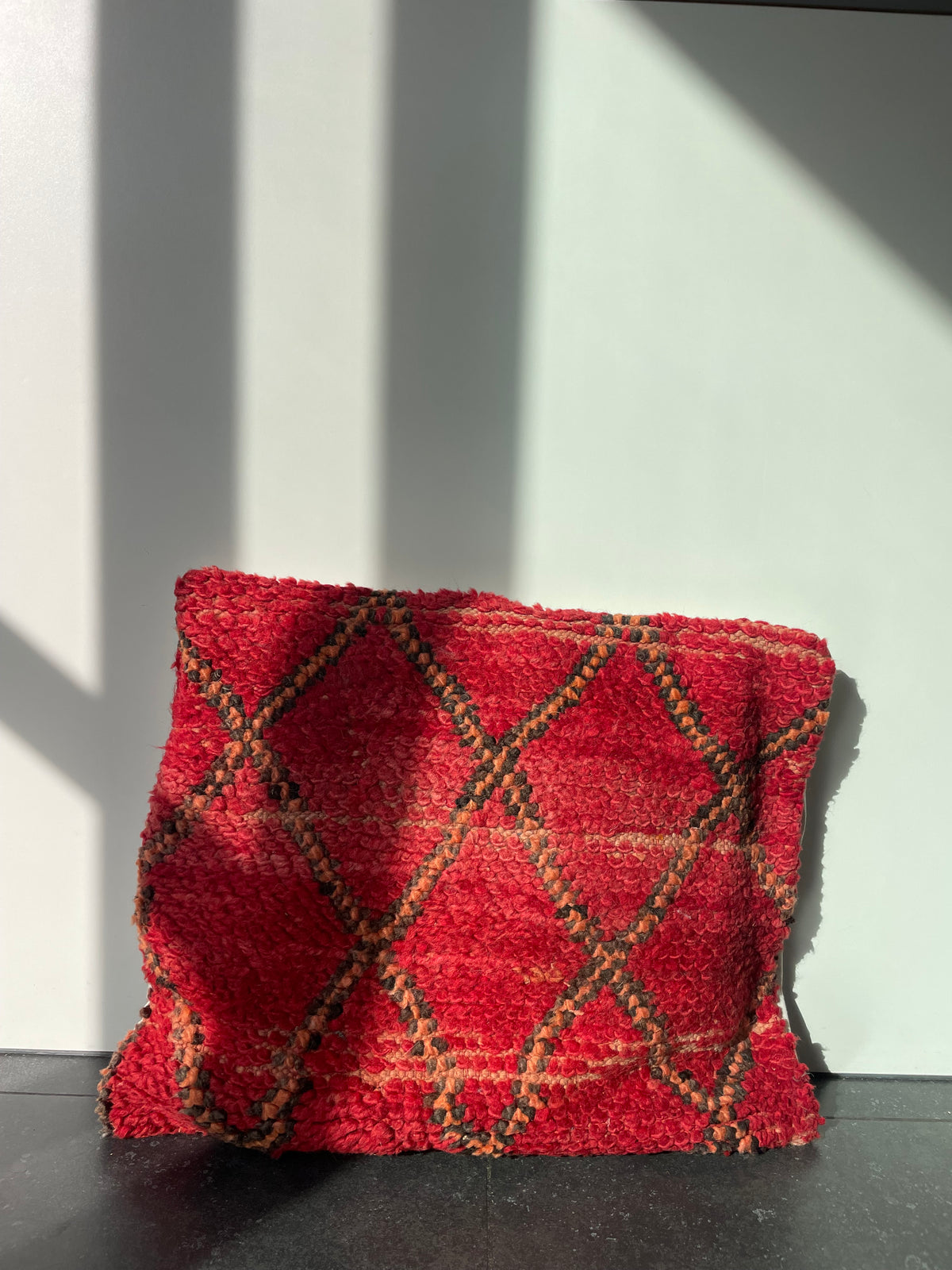 Vintage Marokkaans Berberkussen in warm rood - 44x58