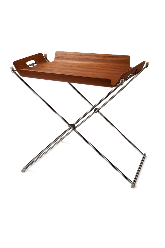 Vintage Inklapbare Dienblad-tafel | Teak & Chroom
