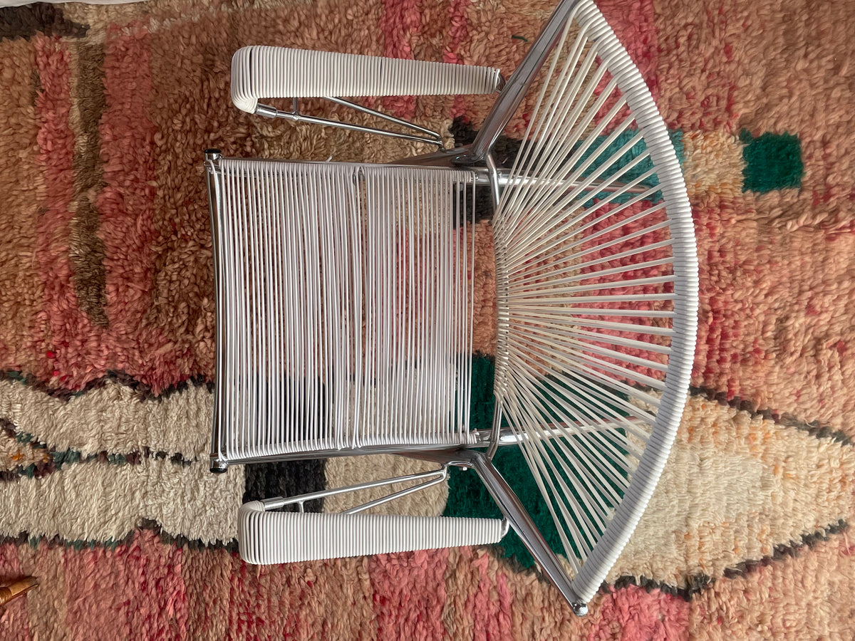 Vintage scoubidou fauteuil met chromen frame – jaren 60/70