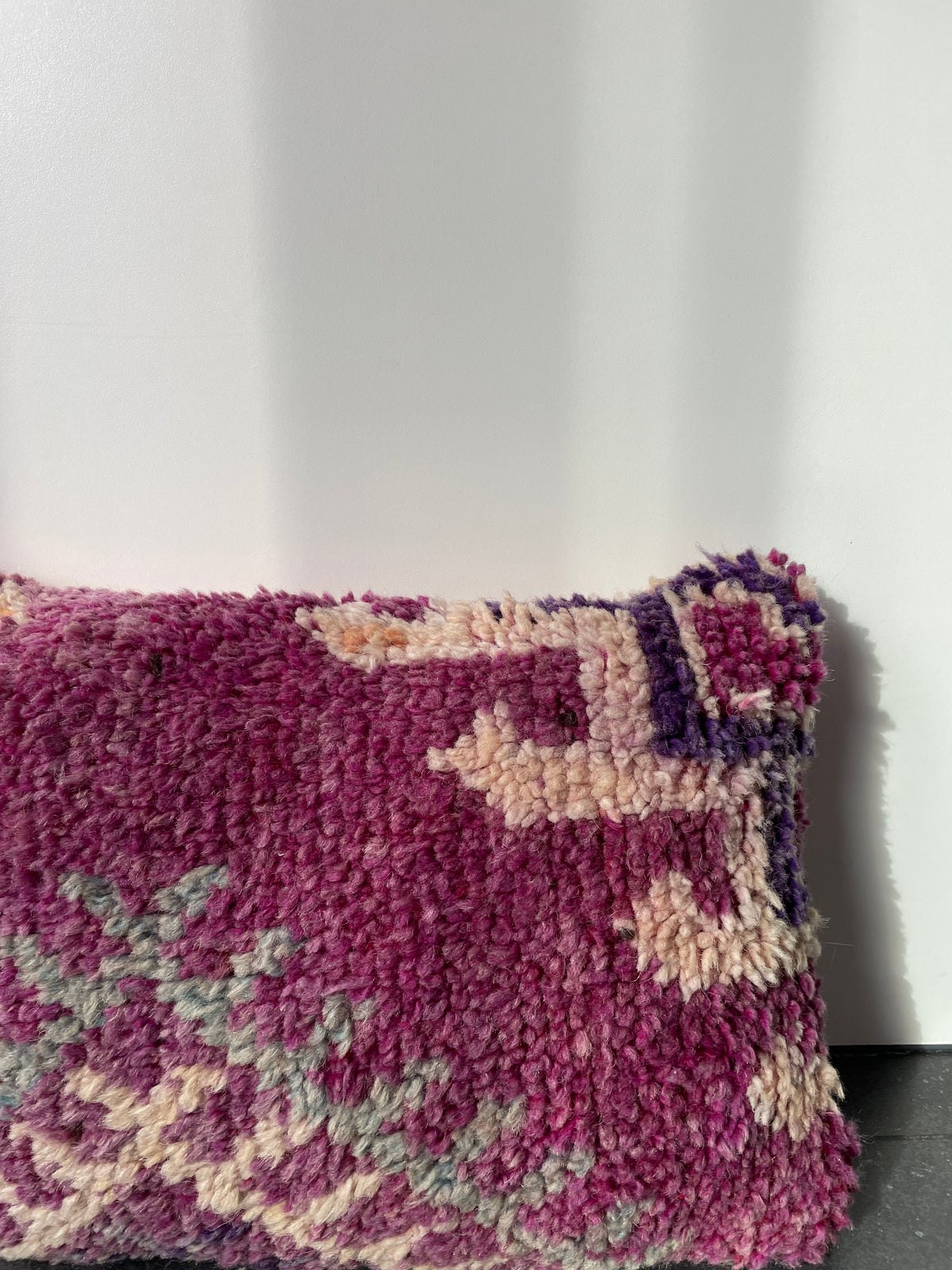 Dubbelzijdig Berberkussen in aubergine en oranje - 30x43