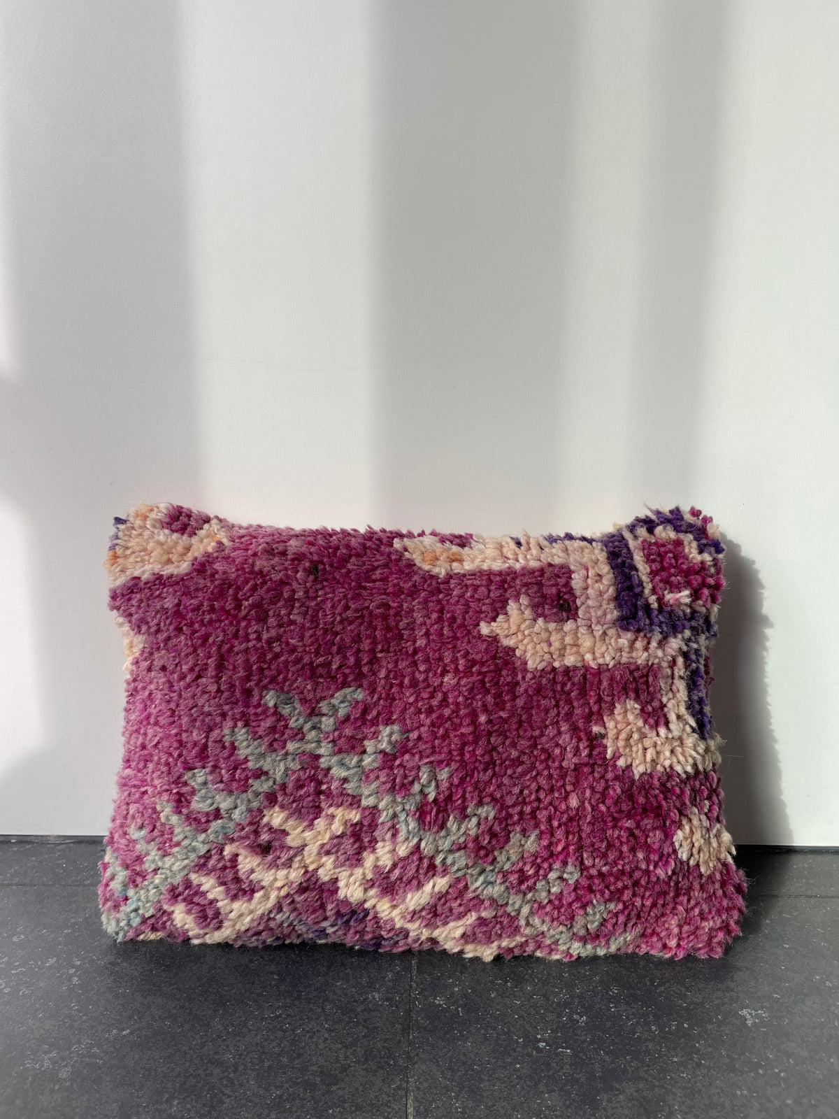 Dubbelzijdig Berberkussen in aubergine en oranje - 30x43