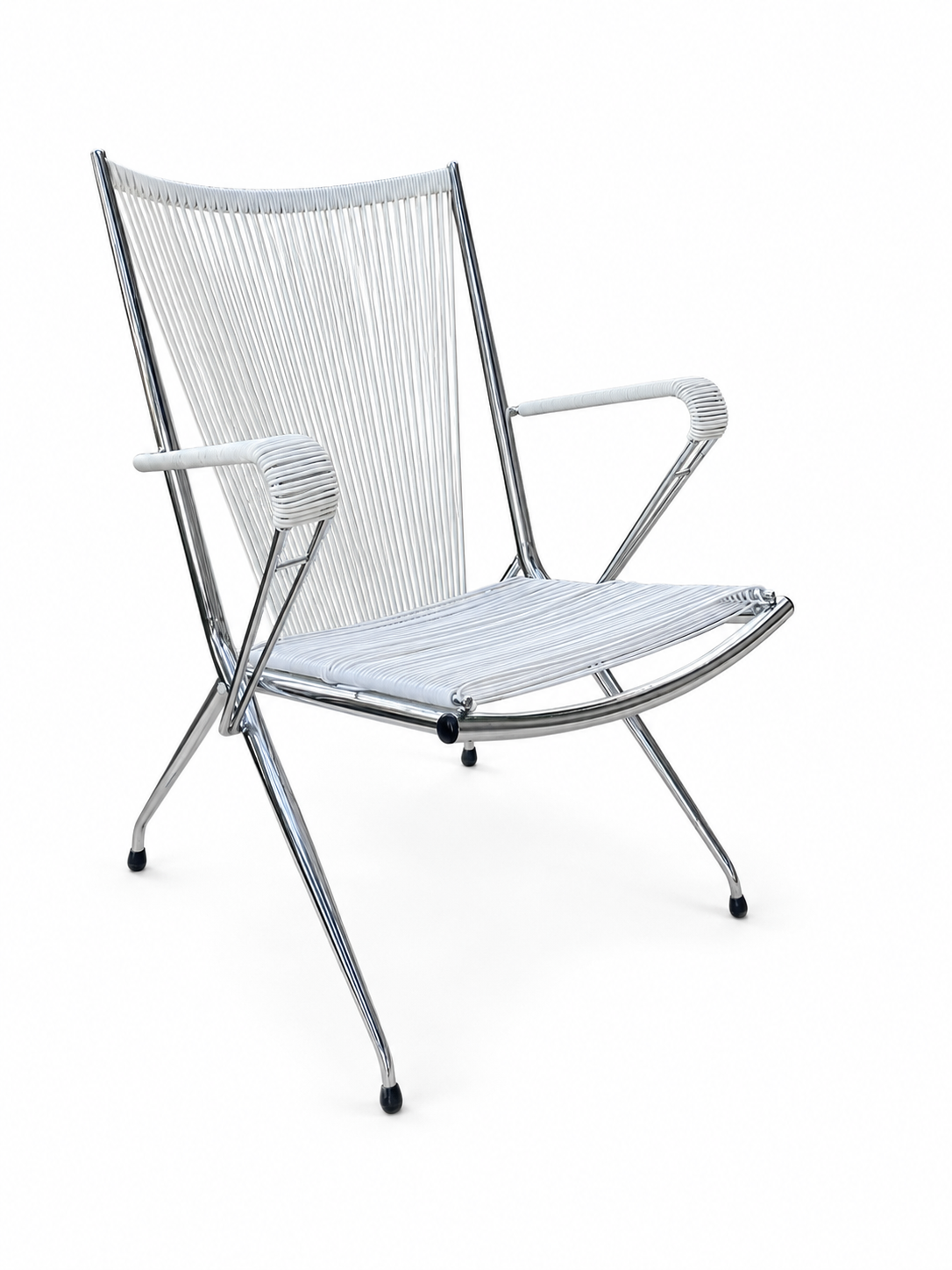 Vintage scoubidou fauteuil met chromen frame – jaren 60/70