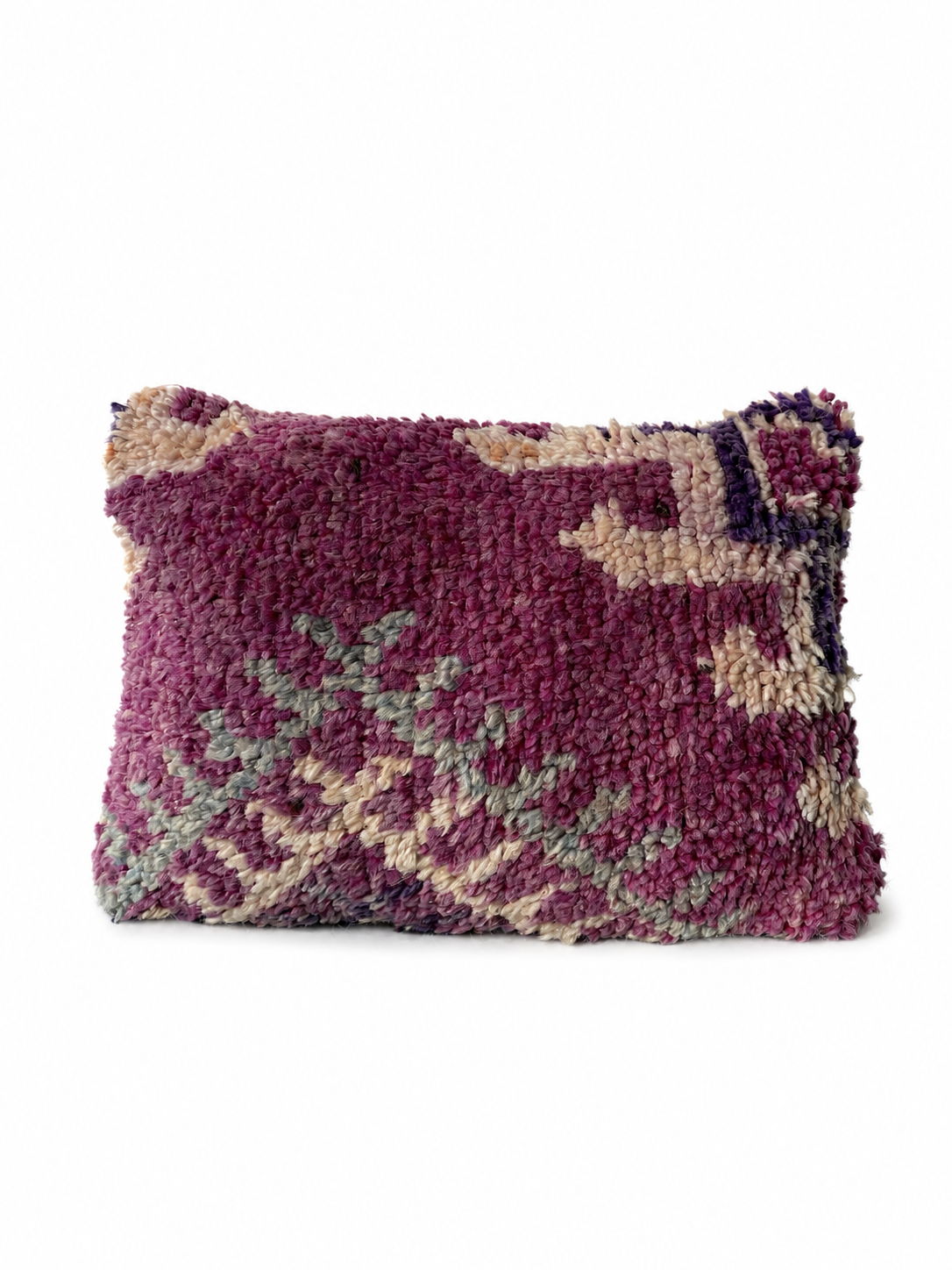 Dubbelzijdig Berberkussen in aubergine en oranje - 30x43