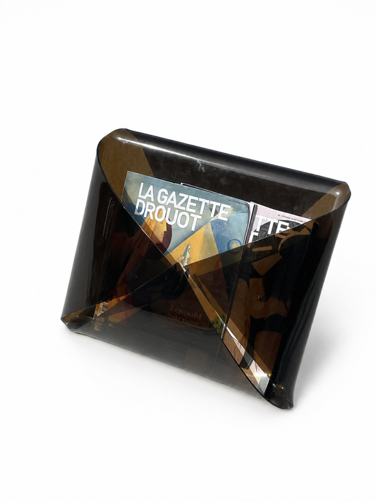Michel Dumas voor Roche Bobois – vintage plexiglazen tijdschriftenhouder, jaren 70