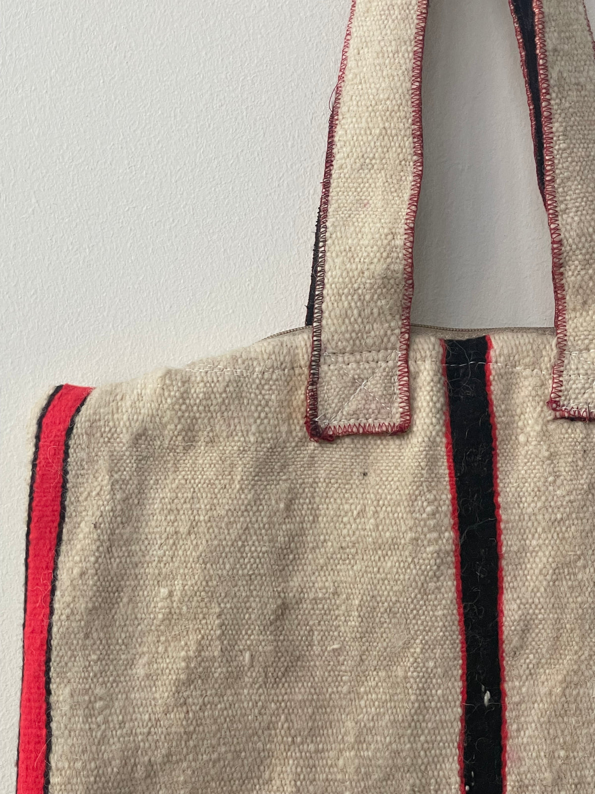 Handgemaakte Berber shopper met oranje-zwart detail 40x35
