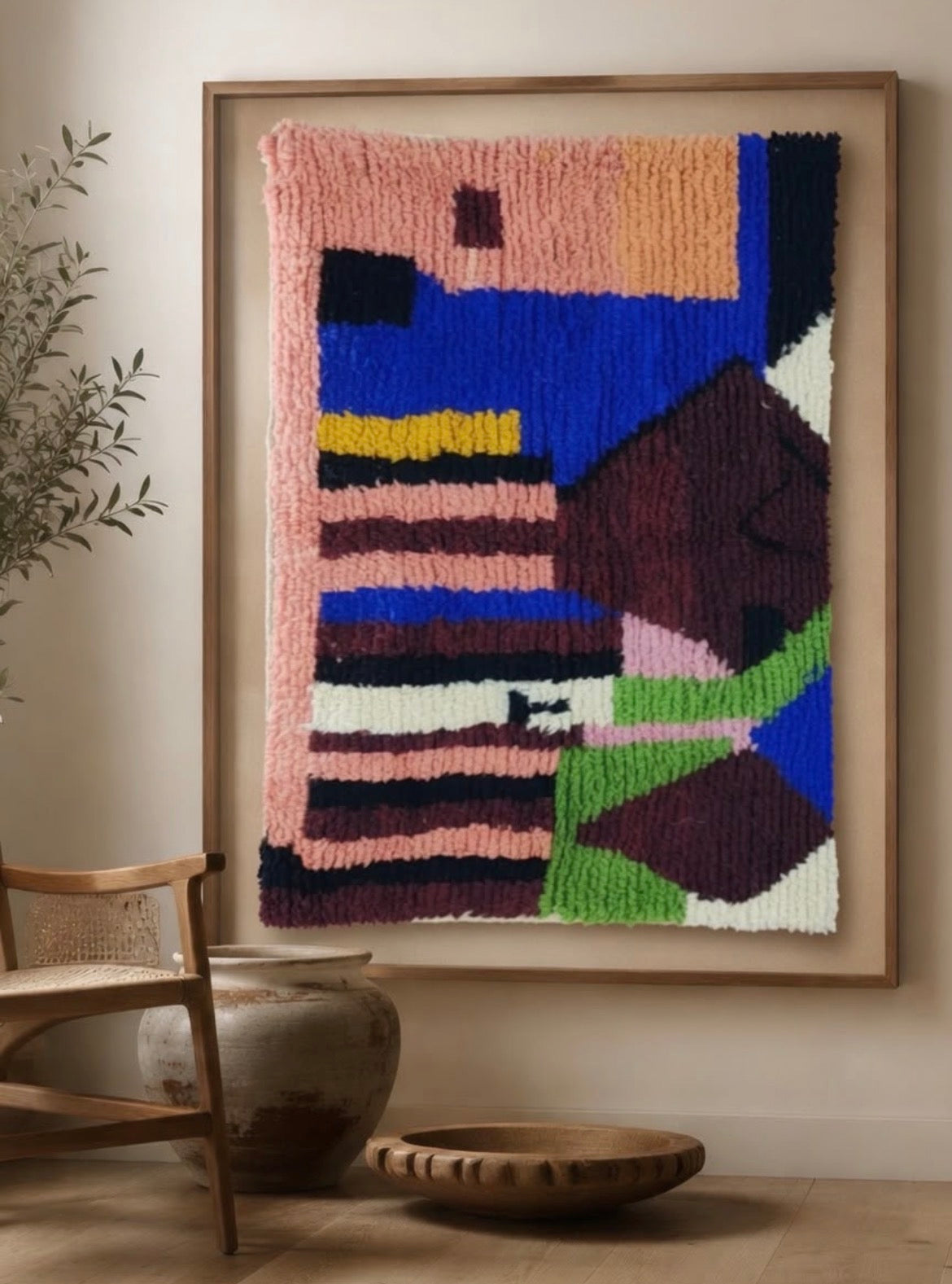 Binnenkort beschikbaar: Collision — Deel A | Handgeweven Berber op linnen | 130 x 100 cm