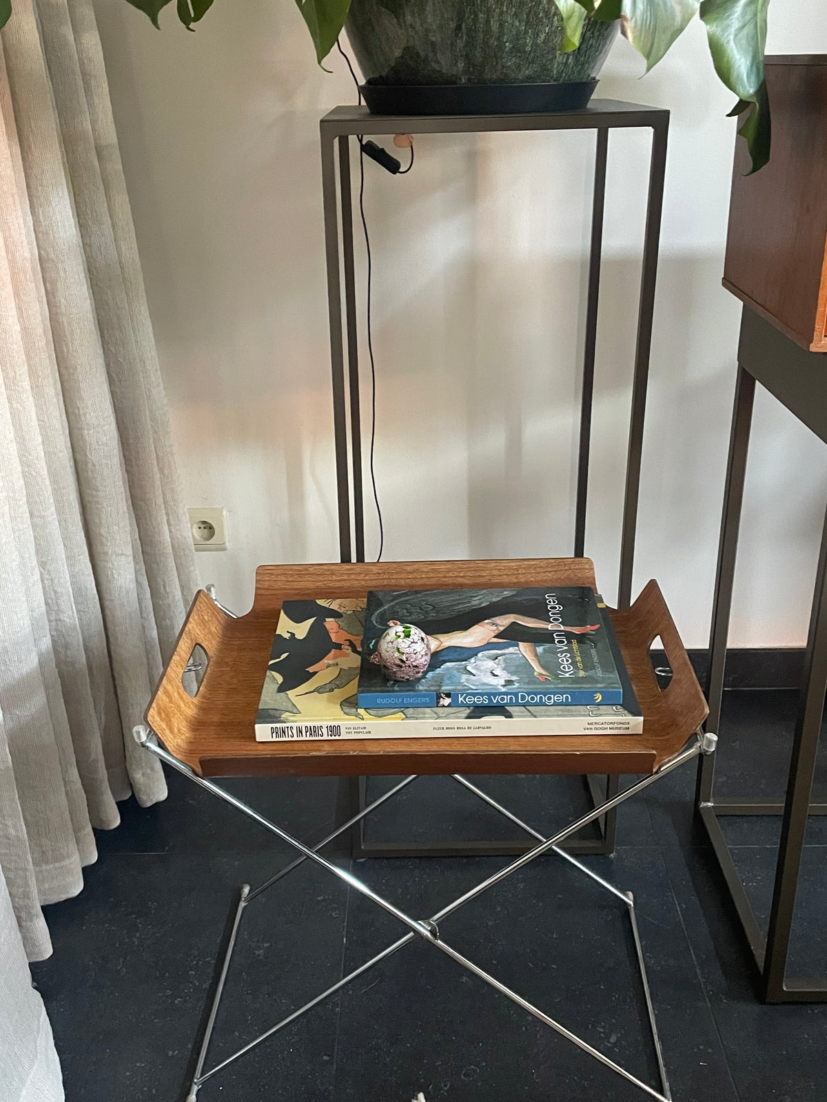 Vintage Inklapbare Dienblad-tafel | Teak & Chroom