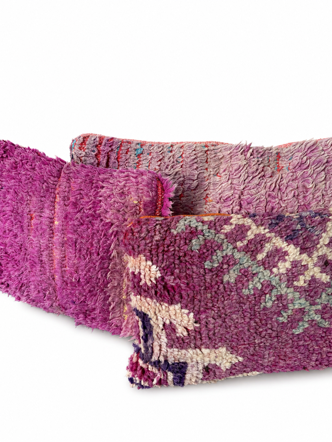 Handgemaakt roze Berberkussen dubbelzijdig - 35x60