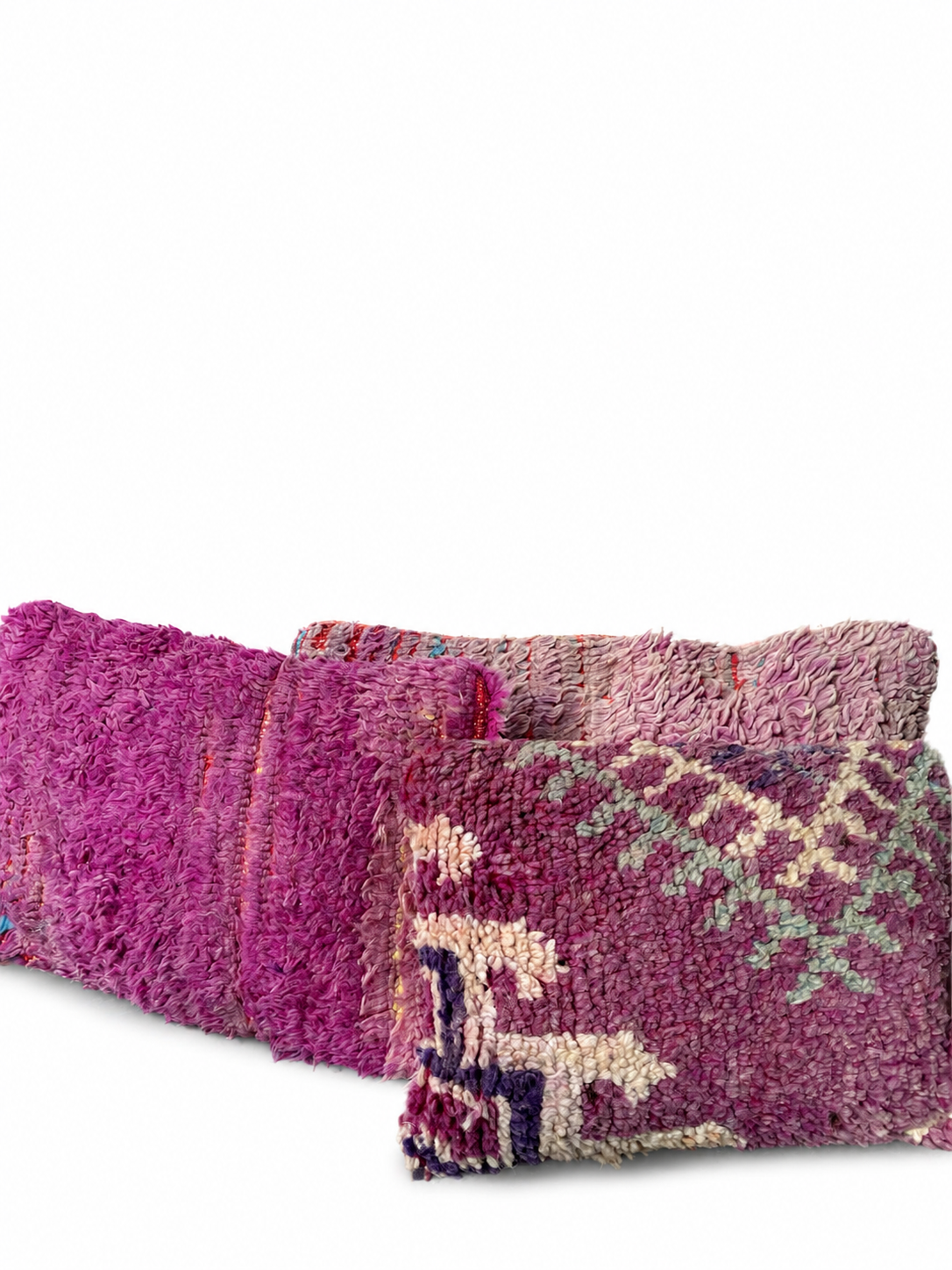 Dubbelzijdig Berberkussen in aubergine en oranje - 30x43