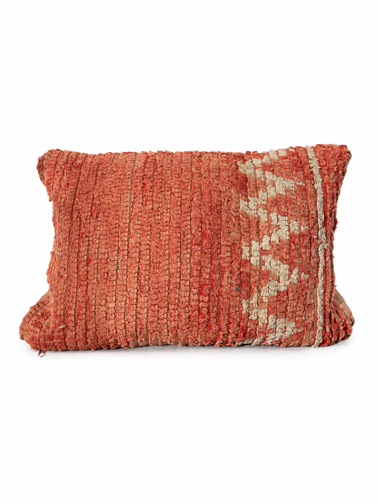 Omkeerbaar handgemaakt kussen – oranje & gestreept - 35x60
