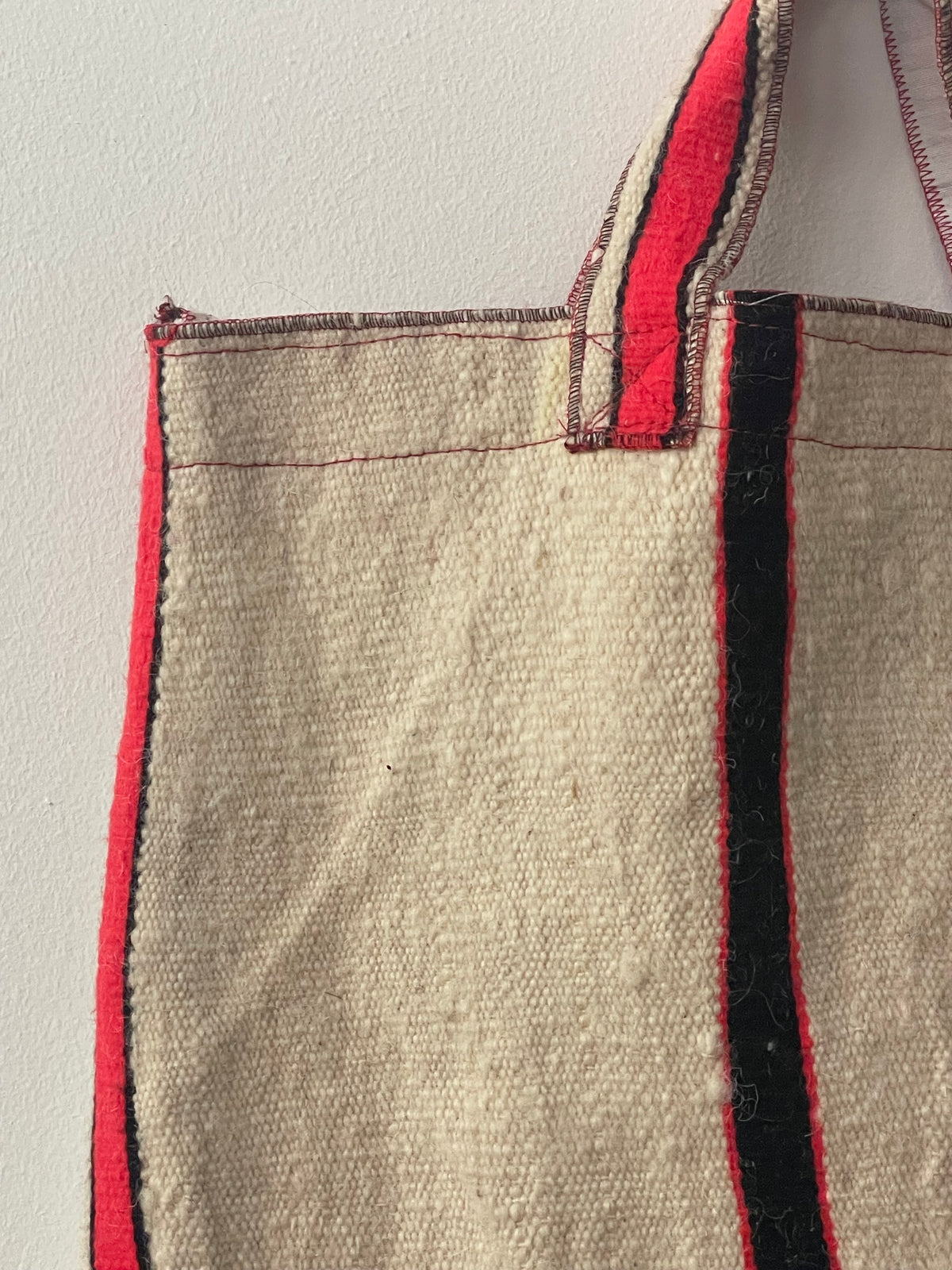 Handgemaakte shopper in naturel met oranje en zwart 46x37
