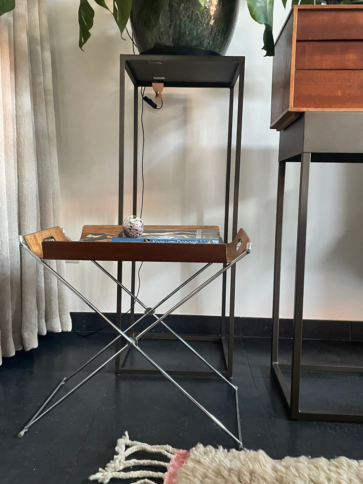 Vintage Inklapbare Dienblad-tafel | Teak & Chroom