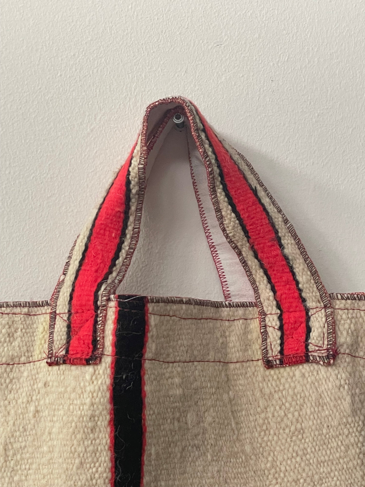 Handgemaakte shopper in naturel met oranje en zwart 46x37
