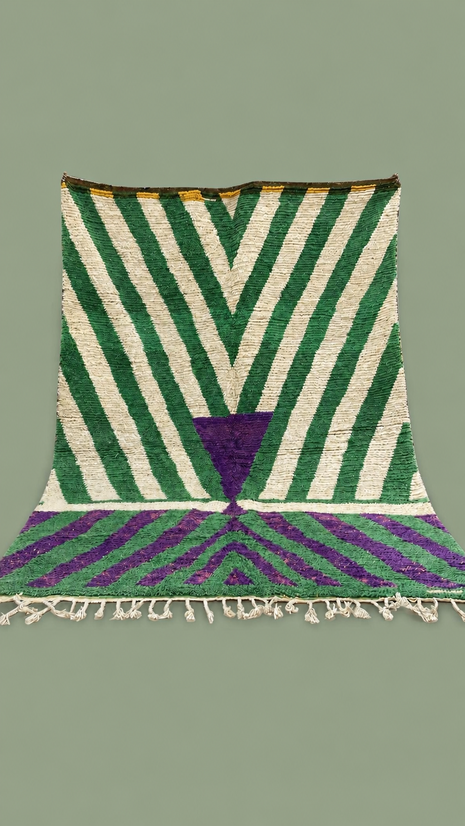 Handgeknoopt Berber tapijt – Groen, ecru & paars – 300 × 210 cm