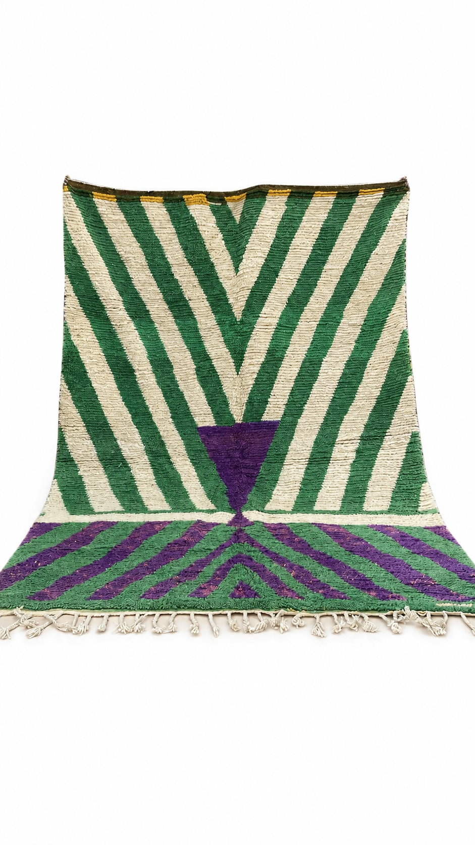 Handgeknoopt Berber tapijt – Groen, ecru & paars – 300 × 210 cm