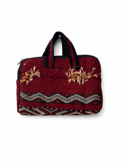 Handgemaakte Marokkaanse tas in bordeaux – 35×25 cm