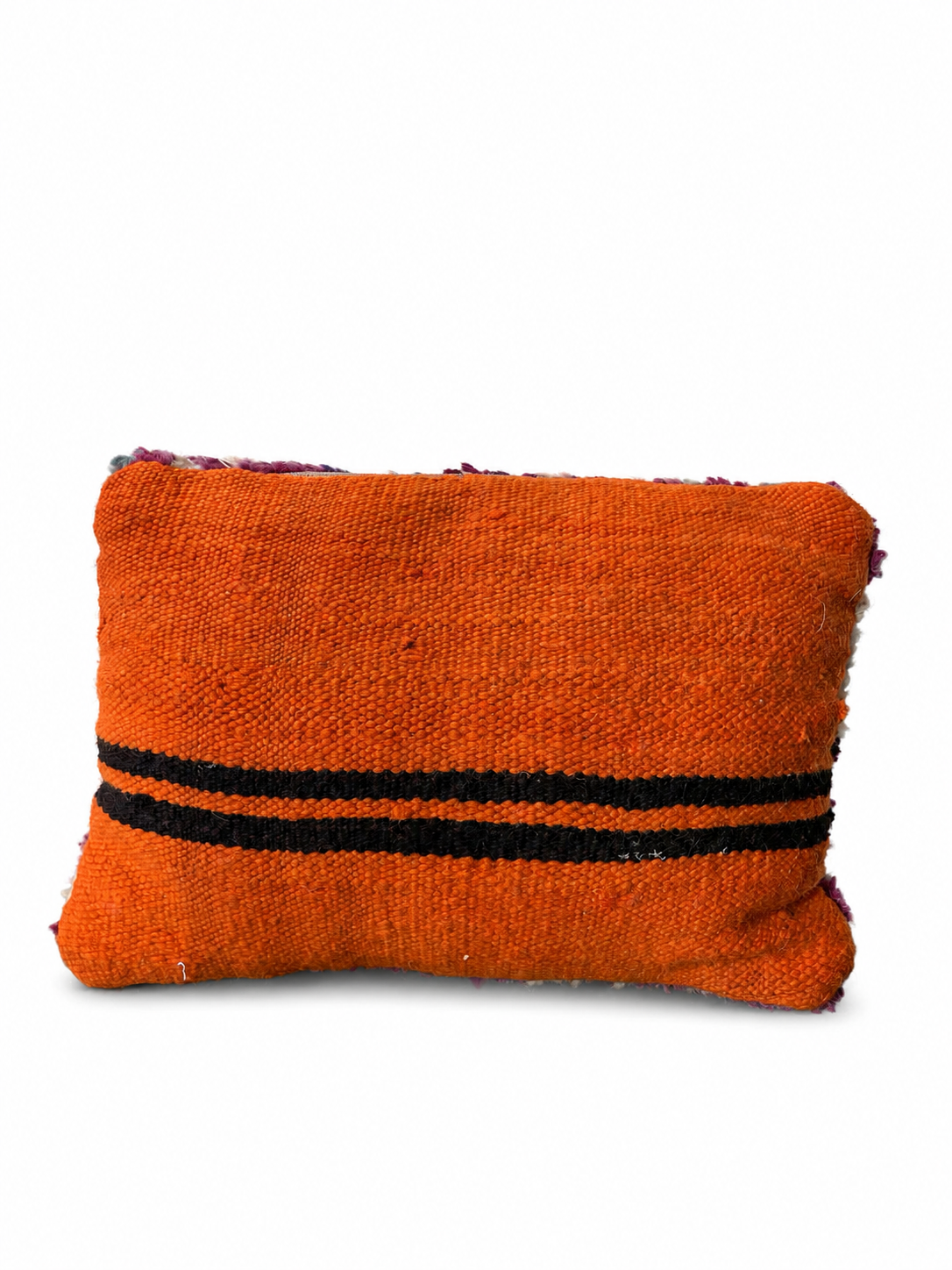 Dubbelzijdig Berberkussen in aubergine en oranje - 30x43