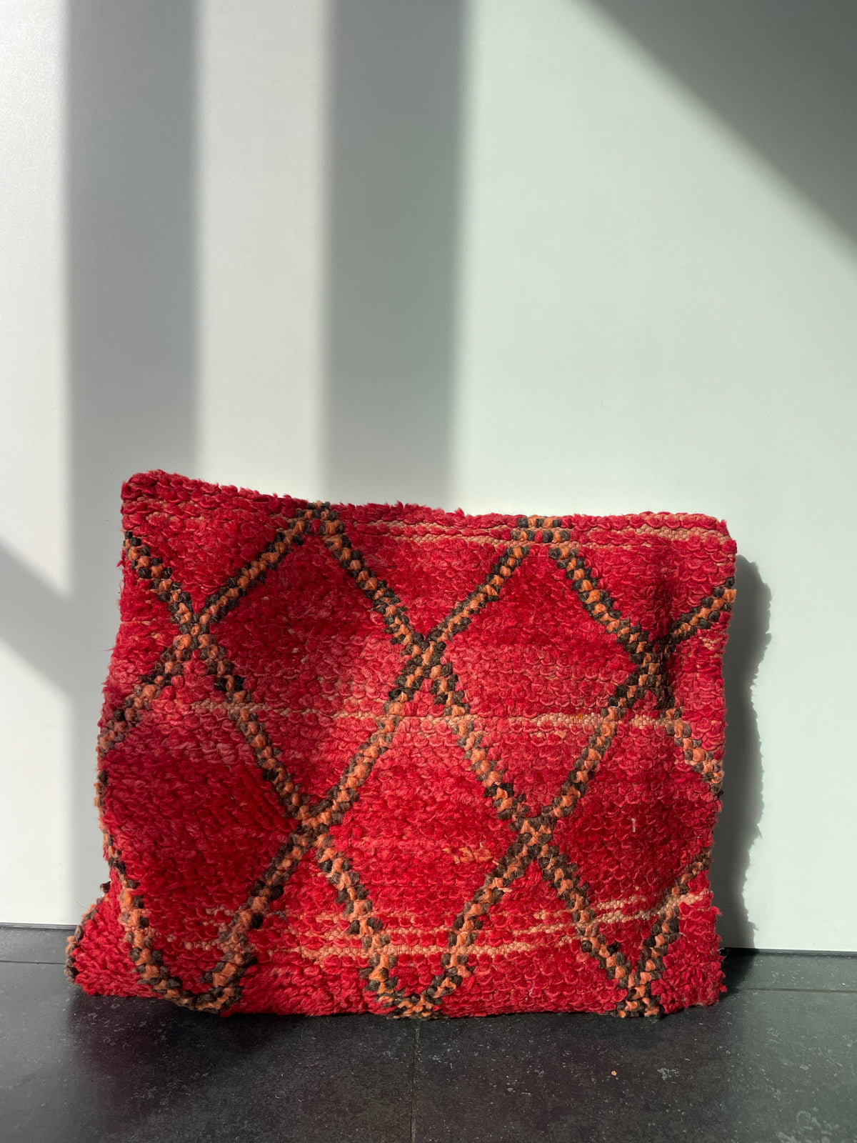 Vintage Marokkaans Berberkussen in warm rood - 44x58