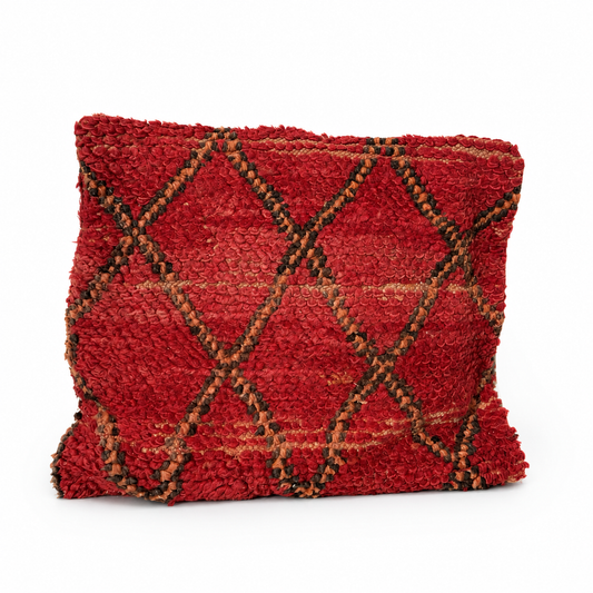Vintage Marokkaans Berberkussen in warm rood - 44x58