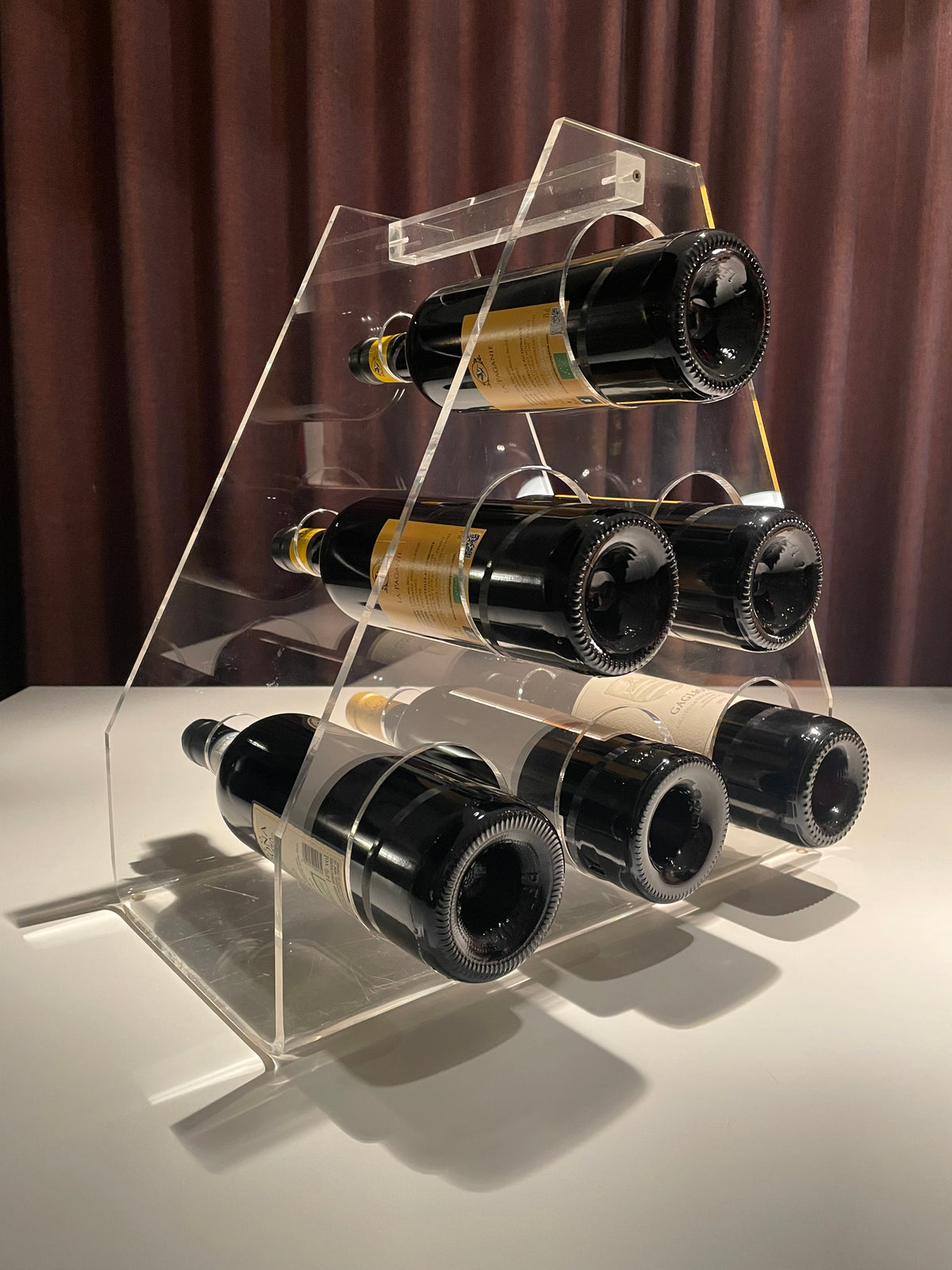 Vintage Lucite wijnrek – 6 flessen – Space Age jaren ’70