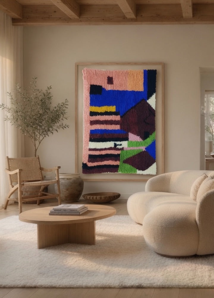 Binnenkort beschikbaar: Collision — Deel A | Handgeweven Berber op linnen | 130 x 100 cm