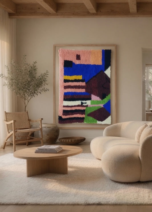 Binnenkort beschikbaar: Collision — Deel A | Handgeweven Berber op linnen | 130 x 100 cm