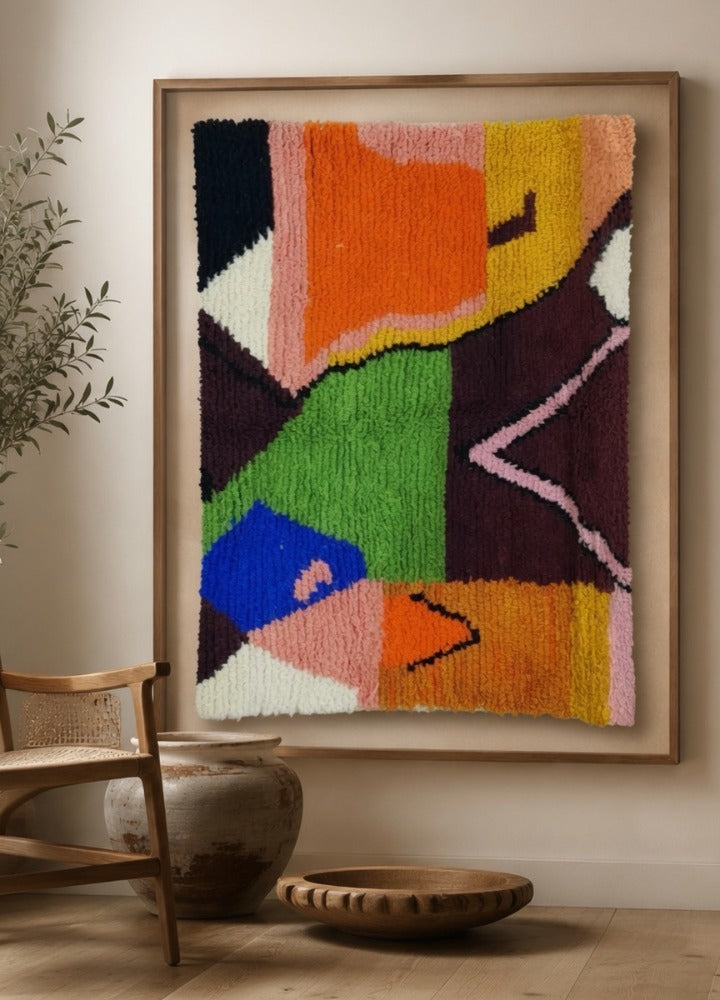 Binnenkort beschikbaar: Collision — Deel B | Handgeweven Berber op Linnen | 130 x 100 cm